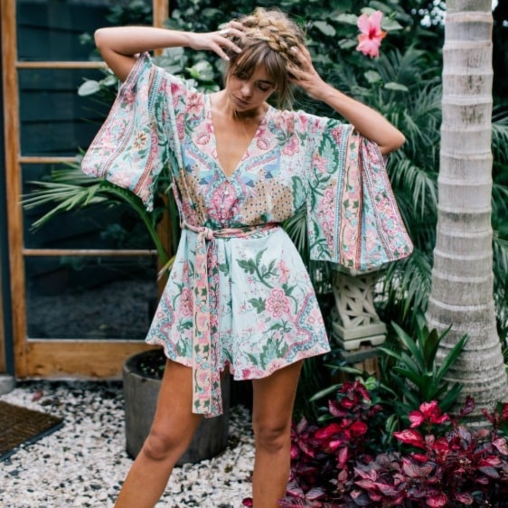 Spell & the Gypsy Lotus Kimono Peacock Romper Sz M